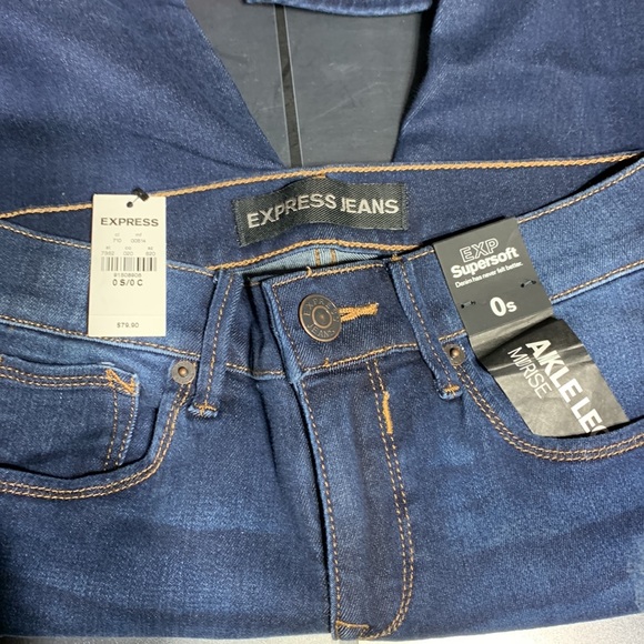 Express Jeans EXP Supersoft Ankle Legging Mid Rise, Blue Denim, 0s - Picture 3 of 4
